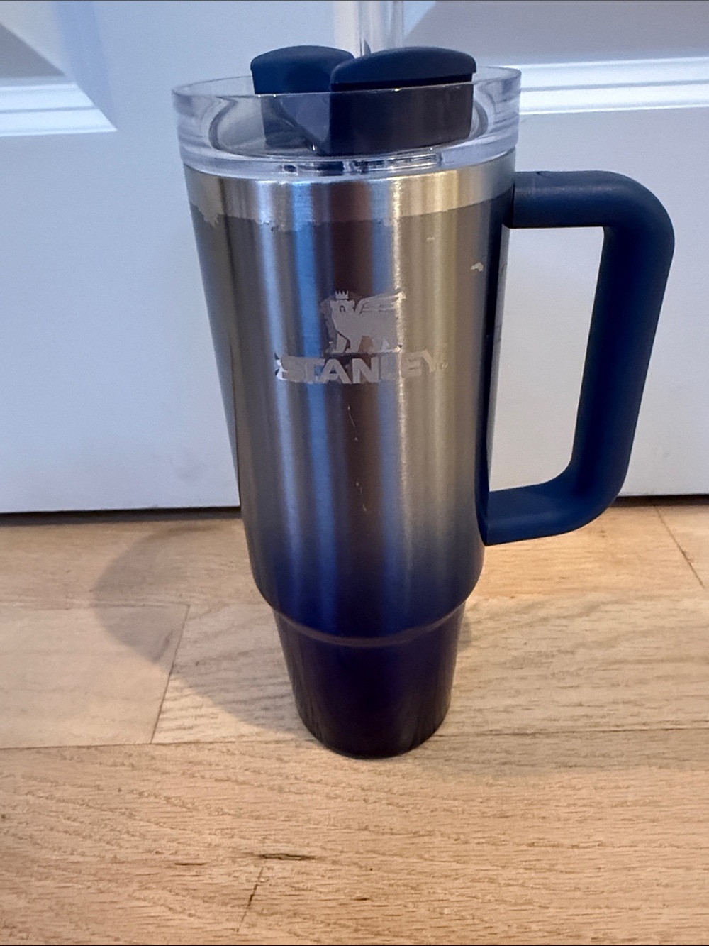 Stanley 30oz Metallic Navy Blue Travel Tumbler with Handle and Straw